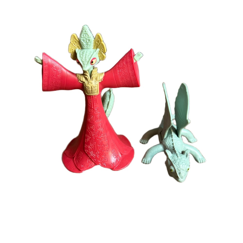 Burger King Kids Meal Fantasy Figures Sorceress and Winged Dragon Red‎ Green Set